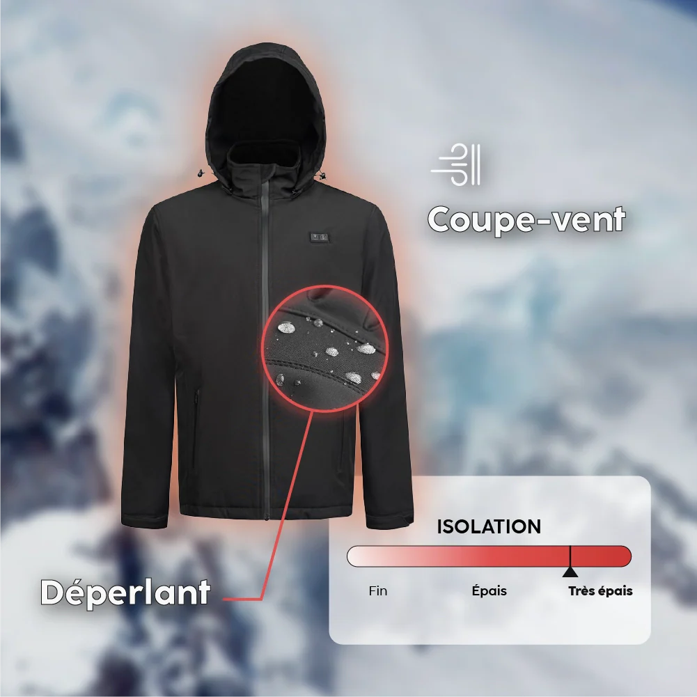 Heated softshell jacket with eco-designed battery
