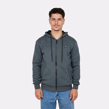 Heated zipped hoodie with eco-designed battery