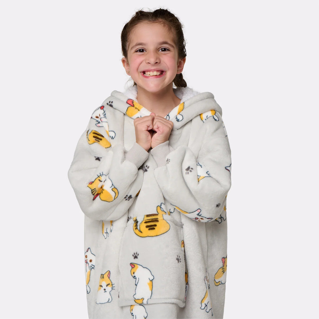 Cat print plaid sweater - children 3-7 years